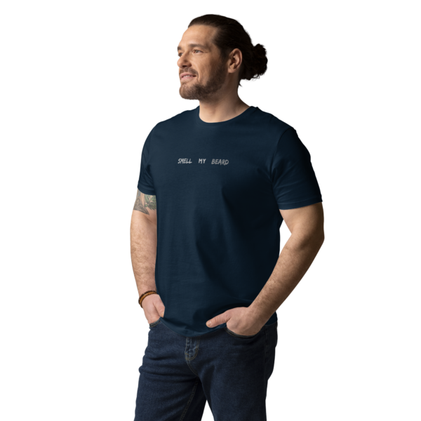 unisex-organic-cotton-t-shirt-french-navy-front-636ff210ac635.png Smell My Beard cotton t-shirt