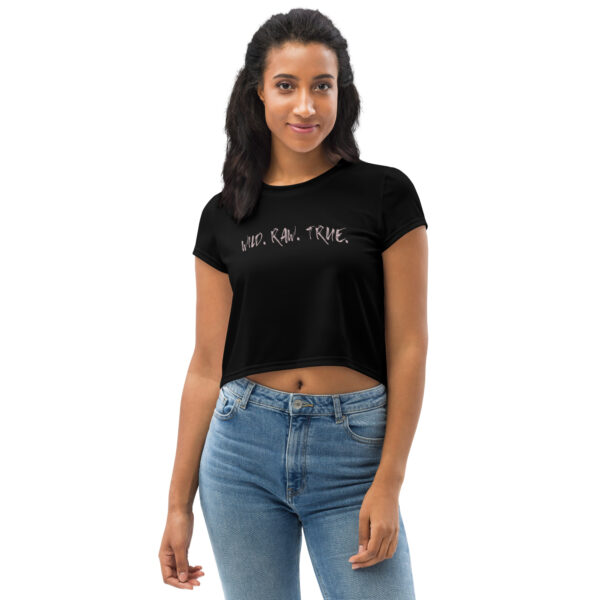 all-over-print-crop-tee-white-front-6894de8433f68.jpg Wild.Raw.True Crop Tee