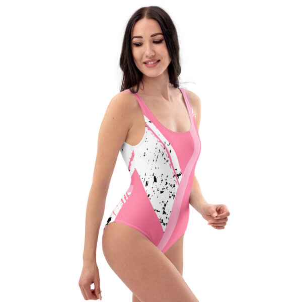 all-over-print-one-piece-swimsuit-white-right-68a2fd57332a0.jpg Pink Striped Painted Pattern One-Piece Swimsuit