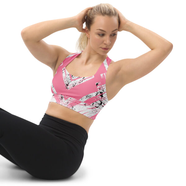 all-over-print-recycled-longline-sports-bra-white-left-front-68a4673cc2cc5.jpg Creative Abstract Pink and Black Longline Sports Bra