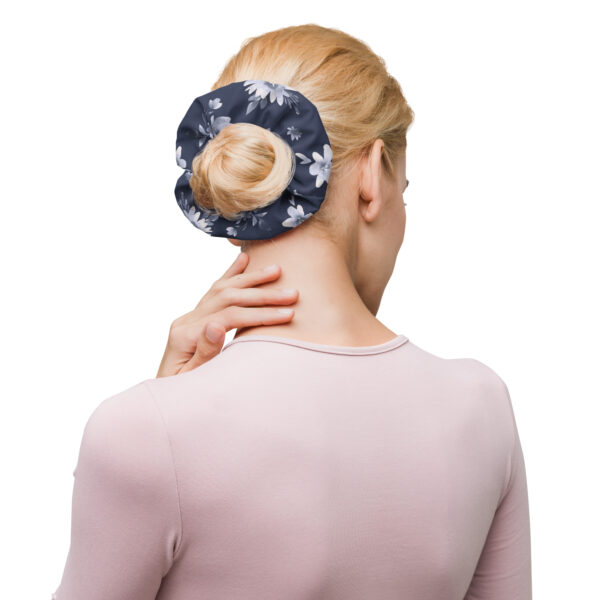 all-over-print-recycled-scrunchie-white-back-68af44e10c7dc.jpg Navy White Floral Scrunchie