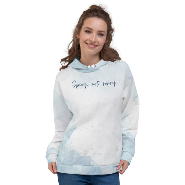 all-over-print-recycled-unisex-hoodie-white-front-6894faaf03d37.jpg Spicy, Not Sorry Hoodie