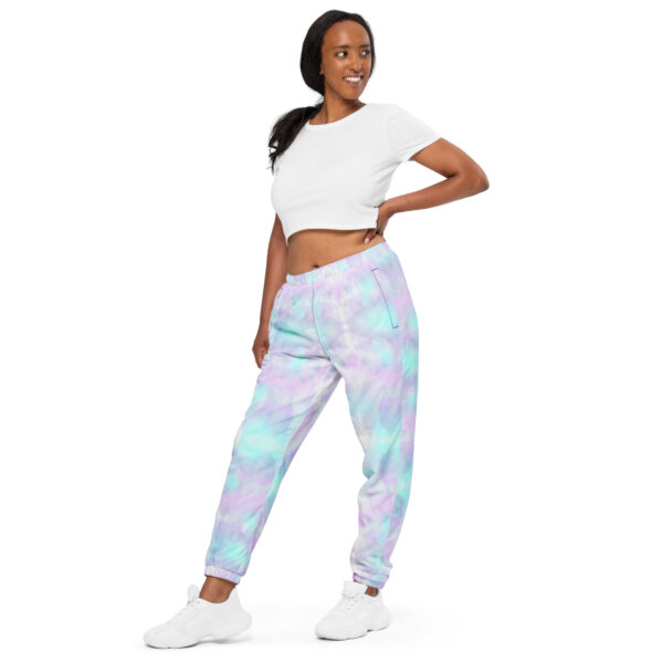 all-over-print-unisex-track-pants-black-left-front-689cd44b9ae41.jpg Light Blue & Purple Cloudy track pants
