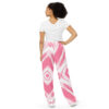 all-over-print-unisex-wide-leg-pants-white-back-689cb6a0259c7.jpg Pink Broken Wooden Pattern wide-leg pants