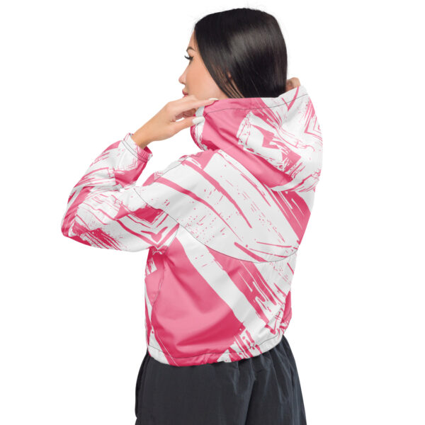 all-over-print-womens-cropped-windbreaker-black-back-6894e5969a674.jpg Pink Brush Stoke Women’s Cropped Windbreaker