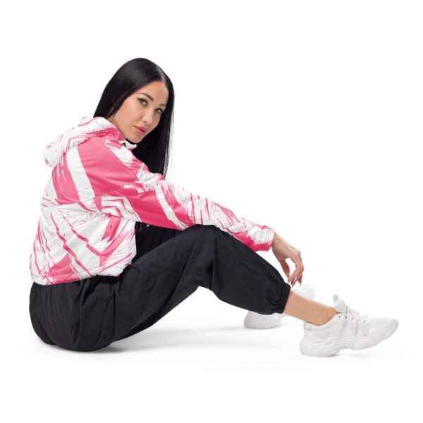 all-over-print-womens-cropped-windbreaker-black-right-6894e5969a772.jpg Pink Brush Stoke Women’s Cropped Windbreaker
