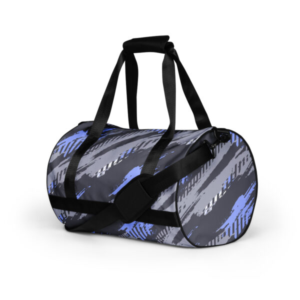 all-over-print-gym-bag-white-left-front-68c9239556e6f.jpg Blue and Grey Brush Stroke Pattern Gym Bag