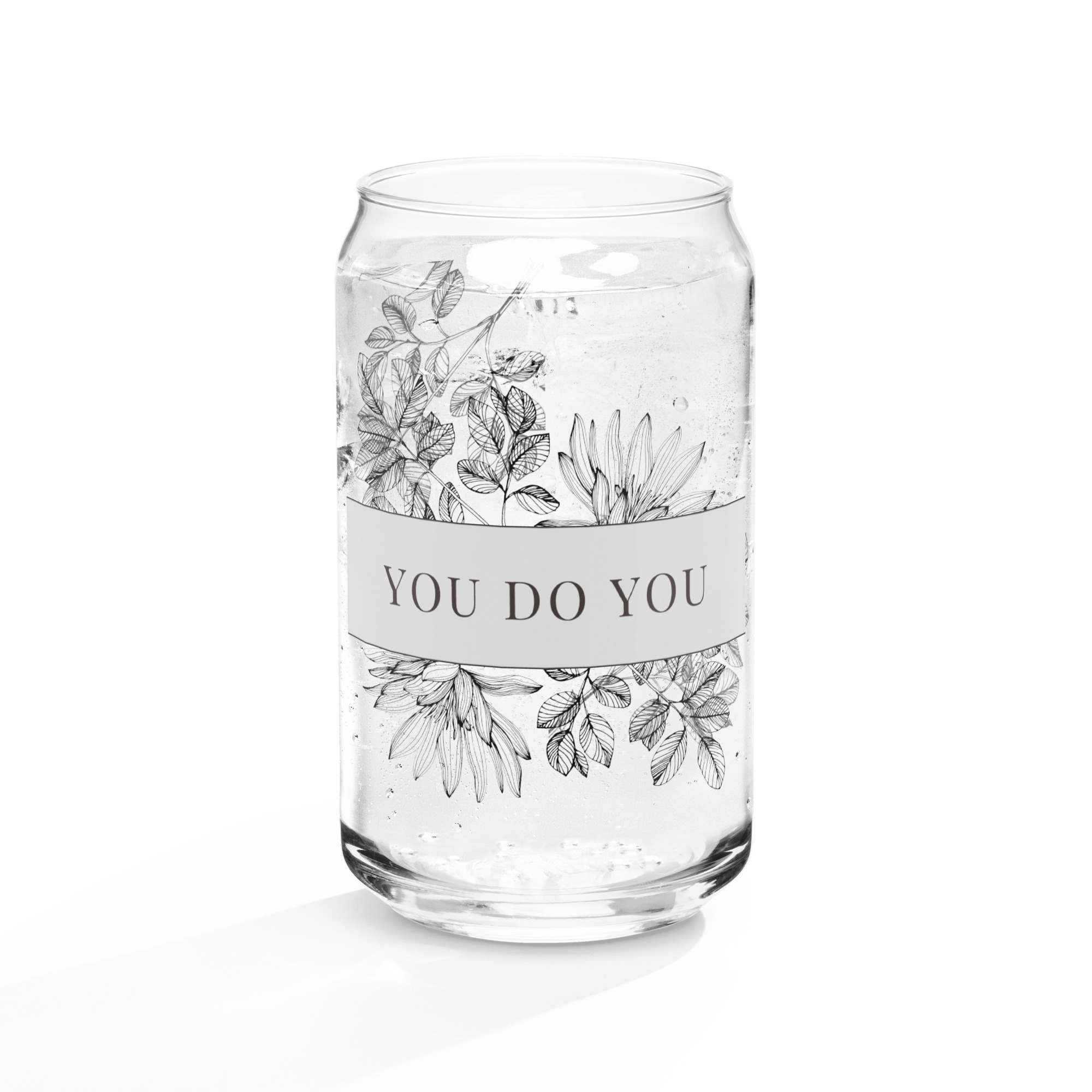 You Do You Floral Can-Shaped Glass