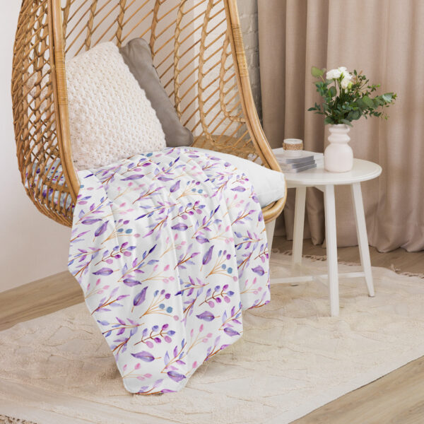 Purple Floral Sherpa Blanket Purple Floral Sherpa Blanket