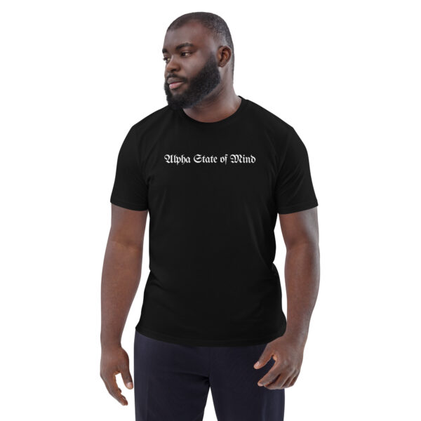 unisex-organic-cotton-t-shirt-black-front-68b5da5bea8c9.jpg Alpha State Of Mind organic cotton t-shirt