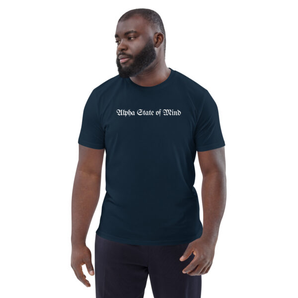 unisex-organic-cotton-t-shirt-french-navy-front-68b5da5becb97.jpg Alpha State Of Mind organic cotton t-shirt