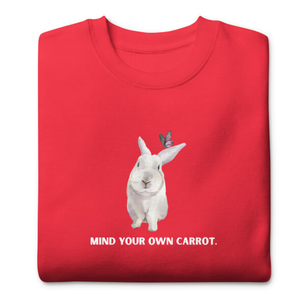 unisex-premium-sweatshirt-team-red-front-68e932664d3a6.jpg Mind Your Own Carrot Premium Sweatshirt