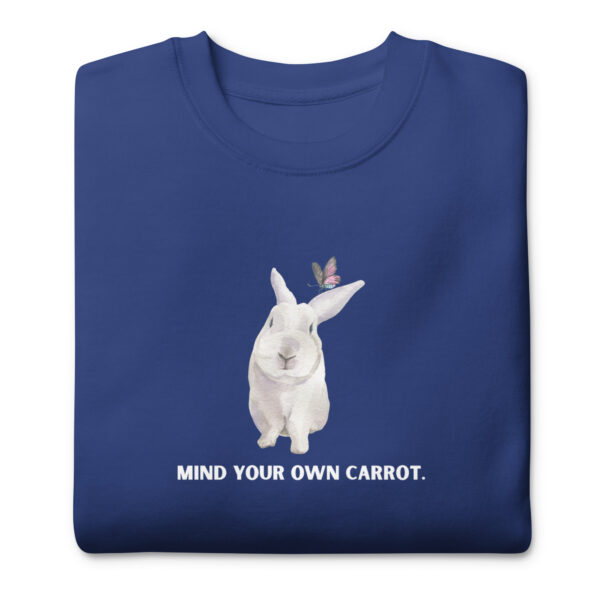 unisex-premium-sweatshirt-team-royal-front-68e9326644dd2.jpg Mind Your Own Carrot Premium Sweatshirt