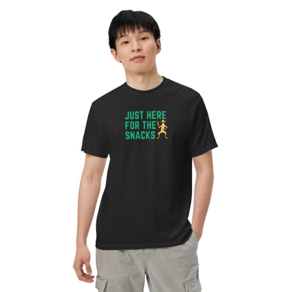 unisex-garment-dyed-heavyweight-t-shirt-black-front-2-6932db5e80919.jpg Just Here For The Snacks Garment-dyed Heavyweight T-shirt