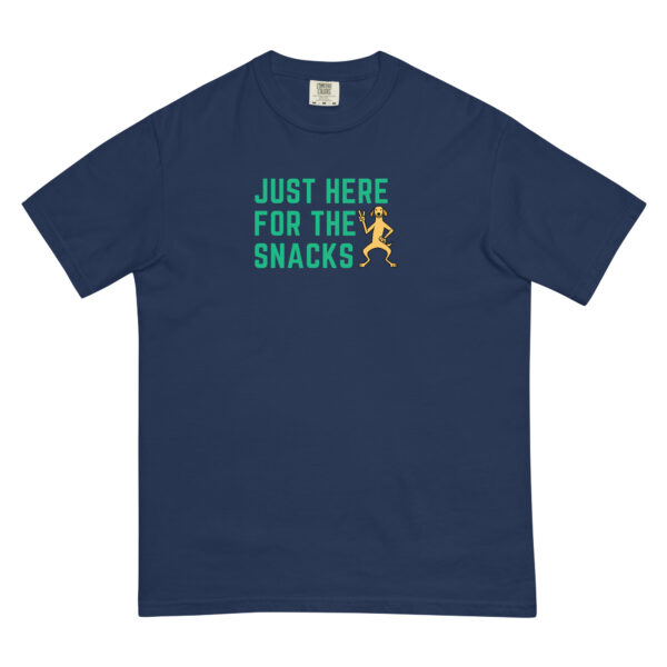 unisex-garment-dyed-heavyweight-t-shirt-true-navy-front-6932db5e81b21.jpg Just Here For The Snacks Garment-dyed Heavyweight T-shirt