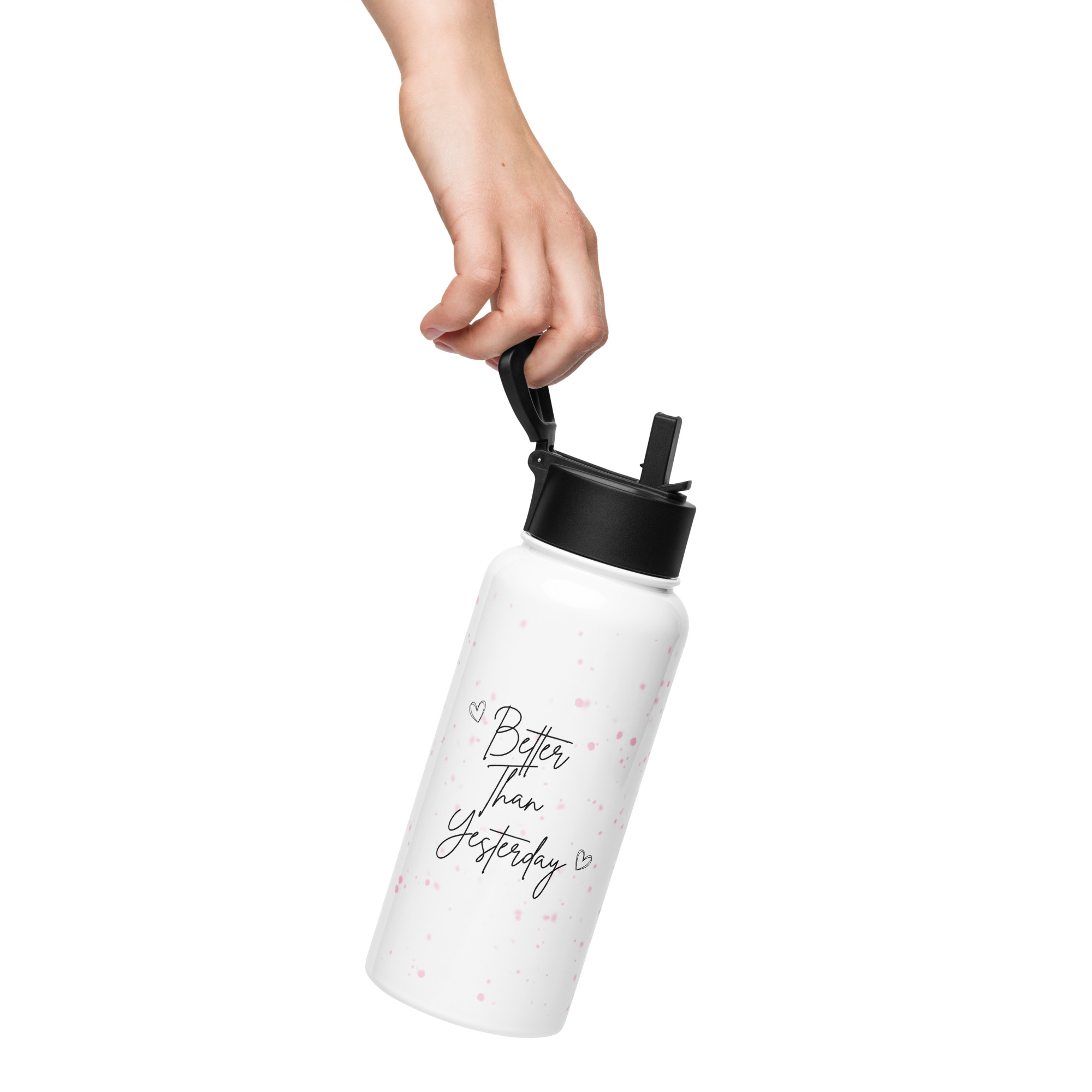 Better Than Yesterday Stainless Steel Water Bottle With a Straw Lid