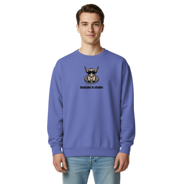 unisex-garment-dyed-sweatshirt-flo-blue-front-69db36ff59a93.jpg Beefcake In Shades Garment-dyed Sweatshirt
