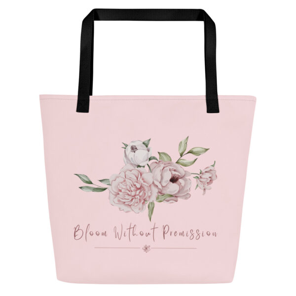 all-over-print-large-tote-bag-w-pocket-black-front-69f4375323420.jpg Bloom Without Premission Large Tote Bag
